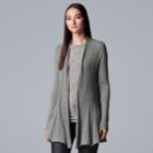 Women's Simply Vera Vera Wang Waffle-stitch Open Front Cardigan, Size: Large, Med Grey