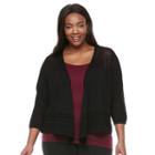 Plus Size Dana Buchman Pointelle Flyaway Cardigan, Women's, Size: 1xl, Black