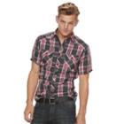 Men's Rock & Republic Plaid Woven Button-down Shirt, Size: Xxl, Dark Red