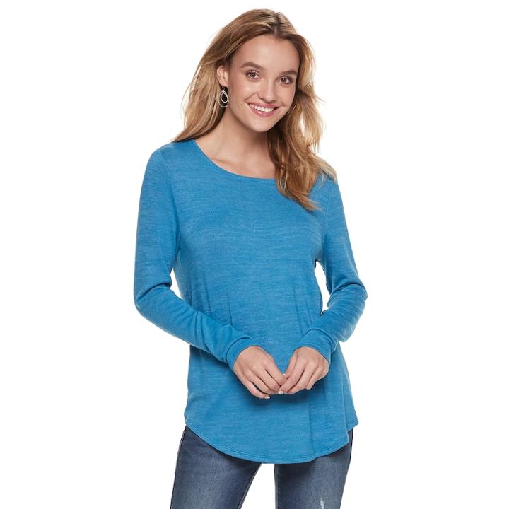 Women's Apt. 9&reg; Essential Crewneck Tee, Size: Small, Med Blue