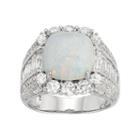 Sterling Silver Lab-created Opal & White Sapphire Cushion Ring, Women's, Size: 12