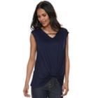 Women's Rock & Republic&reg; Twist-front Tee, Size: Xl, Dark Blue