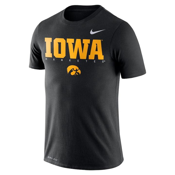 Men's Nike Iowa Hawkeyes Facility Tee, Size: Medium, Black