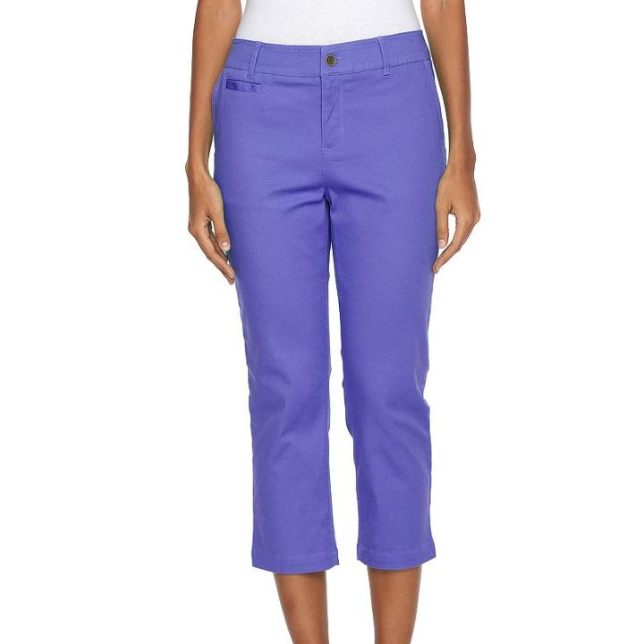 Women's Caribbean Joe Flat-front Twill Capris, Size: 6, Blue Other