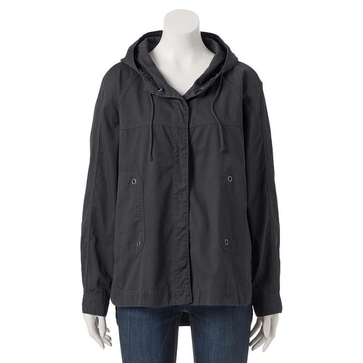 Juniors' Unionbay Lexie Twill Hooded Jacket, Girl's, Size: Large, Grey Other