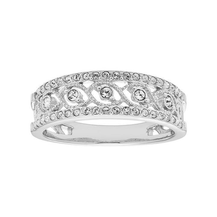 Diamond Splendor Sterling Silver Crystal Swirl Ring, Women's, Size: 7, White