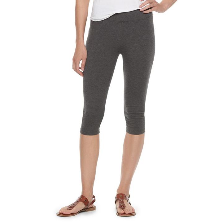 Petite Sonoma Goods For Life™ Crop Leggings, Women's, Size: L Petite, Dark Grey