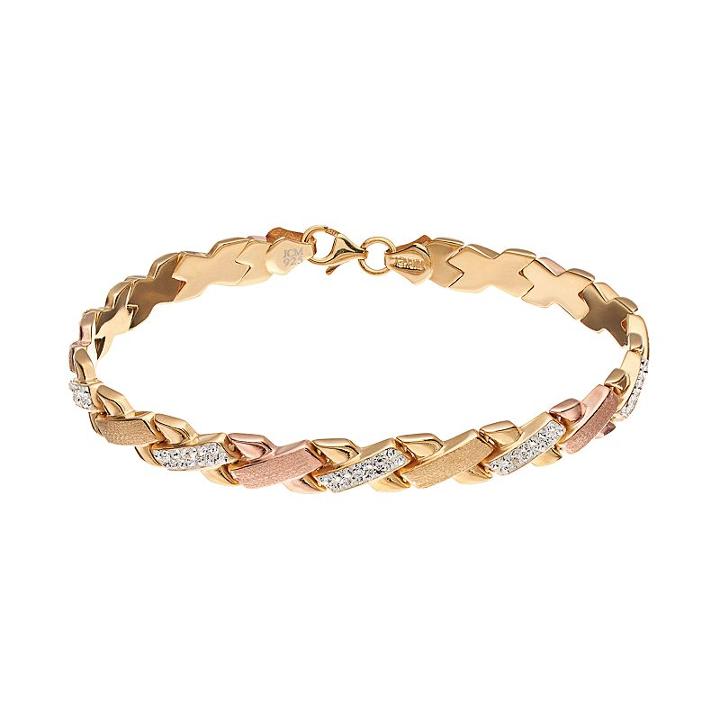 Crystal Tri-tone Sterling Silver X Bracelet, Women's, Size: 7.25, Multicolor