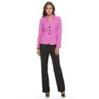 Women's Le Suit Twill Jacket & Straight-leg Pants Set, Size: 14, Grey (charcoal)