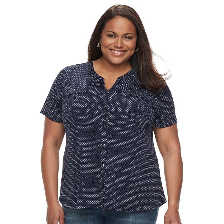 Plus Size Croft & Barrow&reg; Button-down Pocket Shirt, Women's, Size: 3xl, Blue