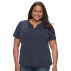 Plus Size Croft & Barrow&reg; Button-down Pocket Shirt, Women's, Size: 3xl, Blue