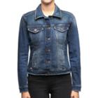 Women's Rock & Republic&reg; Destructed Jean Jacket, Size: Large, Dark Blue