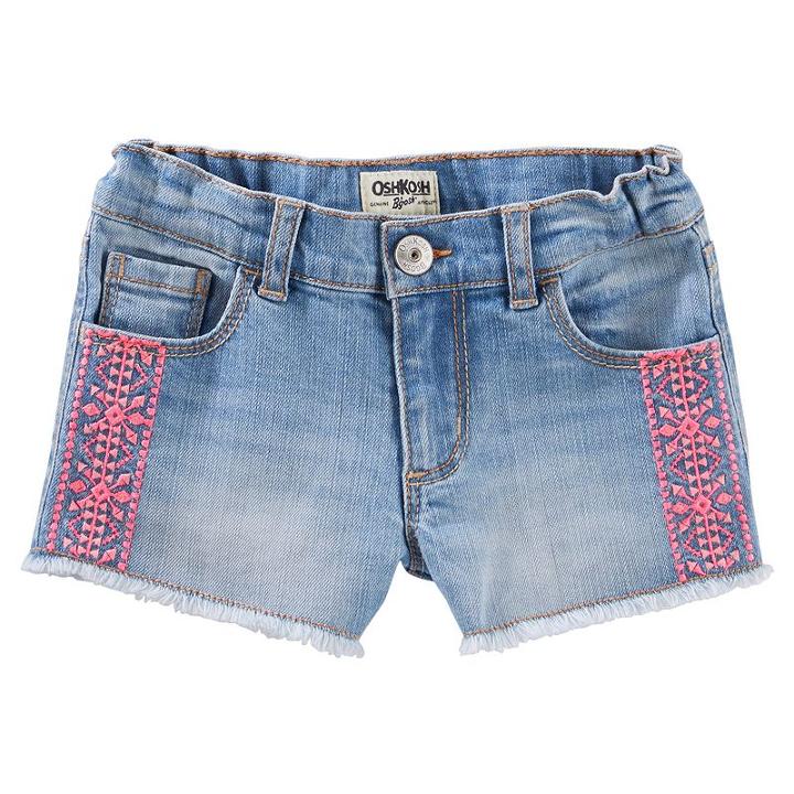 Girls 4-12 Oshkosh B'gosh&reg; Embroidered Denim Shorts, Girl's, Size: 10, Blue Other