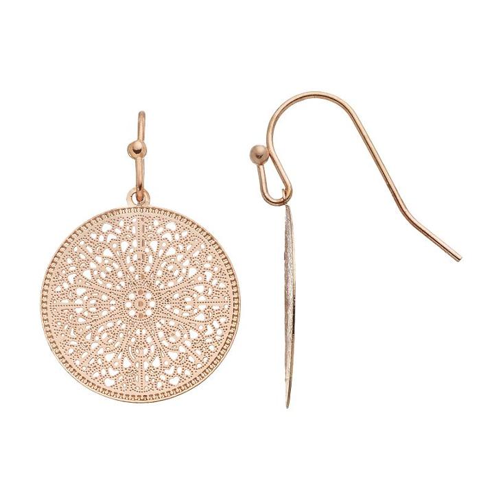Lc Lauren Conrad Filigree Disc Drop Earrings, Women's, Light Pink