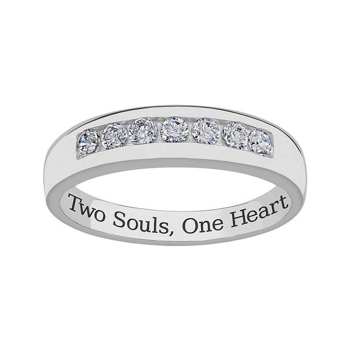 Sweet Sentiments Sterling Silver Cubic Zirconia Wedding Band - Men, Size: 11, White