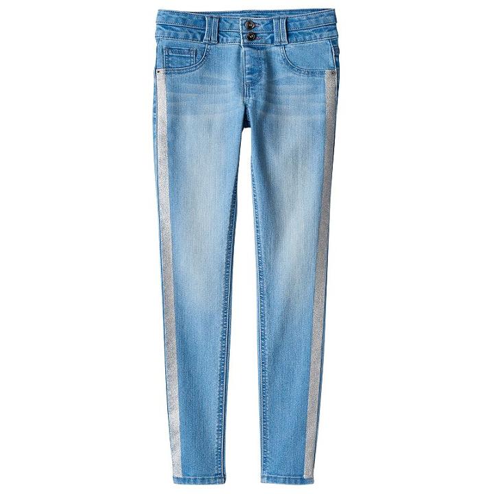 Girls 7-16 & Plus Size So&reg; Double Button Jegging Skinny Jeans, Girl's, Size: 16 1/2, Light Blue