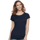 Maternity A:glow Ruched Snap-shoulder Nursing Tee, Women's, Size: L-mat, Dark Blue