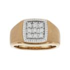 Men's 10k Gold 1/10 Carat T.w. Diamond Cluster Ring, Size: 12, White