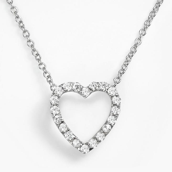 Sophie Miller Sterling Silver Cubic Zirconia Heart Pendant, Women's, Size: 18, White