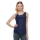 Women's Rock & Republic&reg; Mixed-media High-low Tank, Size: Xs, Blue