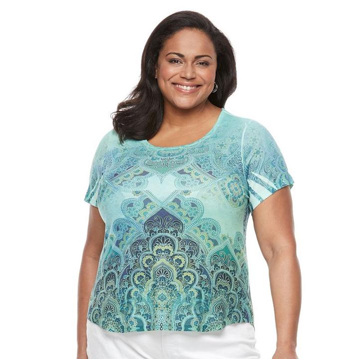 Plus Size World Unity Print Sublimation Tee, Women's, Size: 2xl, Med Green