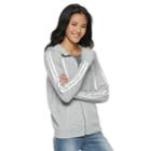 Juniors' So&reg; Thumb Hole Zip-up Hoodie, Teens, Size: Medium, Med Grey