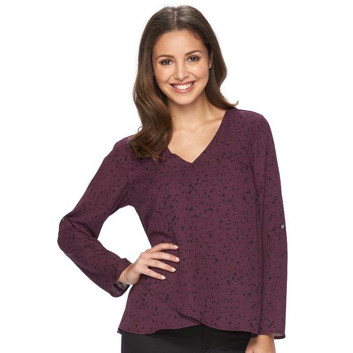 Petite Apt. 9&reg; Georgette Tulip-hem Top, Women's, Size: Xl Petite, Drk Purple