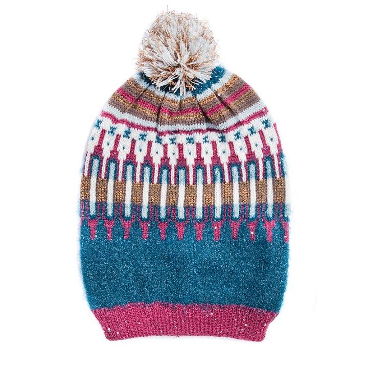 Women's Muk Luks Slouchy Pom-pom Beanie, Size: Fits Most, Turquoise/blue (turq/aqua)