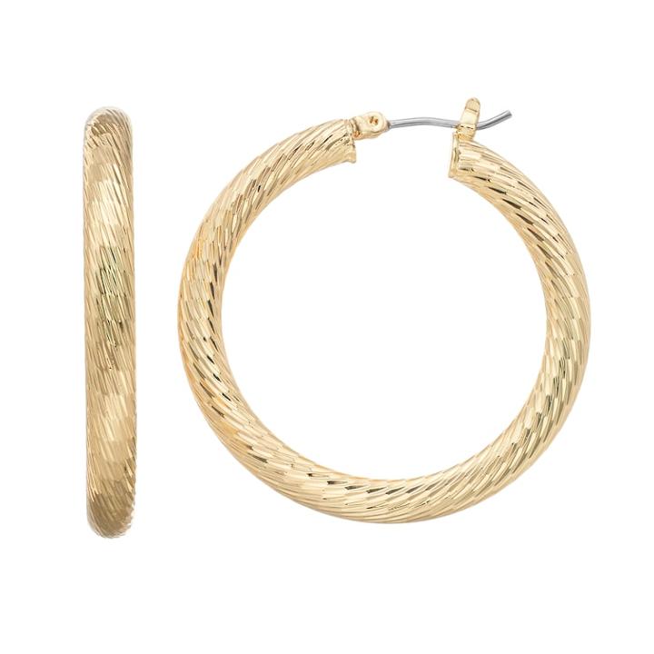 Napier Medium Textured Click It Hoop Earring, Women's, Gold