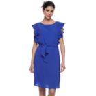 Women's Elle&trade; Crepe Flutter Shift Dress, Size: Large, Blue