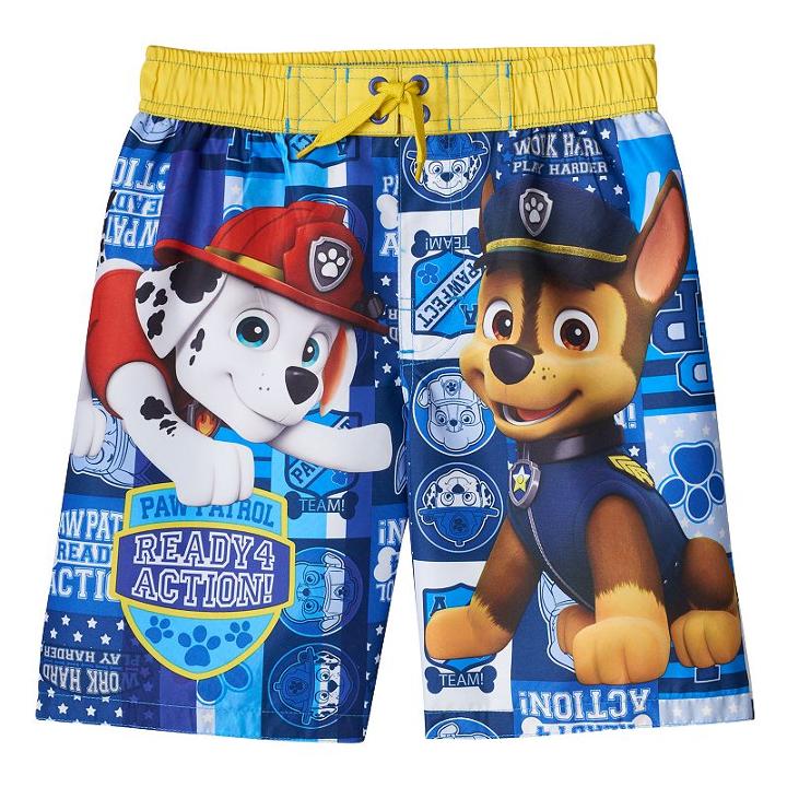 Boys 4-7 Paw Patrol Marshall & Chase Swim Trunks, Boy's, Size: 5/6, Blue