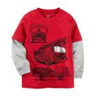 Boys 4-8 Carter's Fire Truck Mock Layer Tee, Size: 8, Red