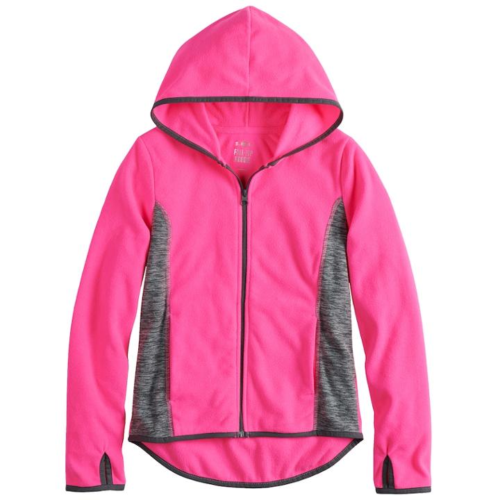 Girls 7-16 & Plus Size So&reg; Hooded Microfleece Jacket, Size: 12 1/2, Brt Pink