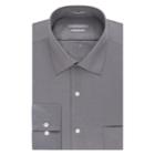 Men's Van Heusen Fitted Athletic Solid Lux Sateen No Iron Spread Collar Dress Shirt, Size: 15.5-32/33, Grey