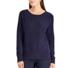 Women's Chaps Cable-knit Crewneck Sweater, Size: Medium, Blue