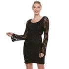Juniors' Liberty Love Lace Bodycon Dress, Teens, Size: Small, Black
