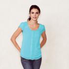 Women's Lc Lauren Conrad Swiss Dot Top, Size: Large, Blue (navy)