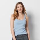 Women's Sonoma Goods For Life&trade; Scoopneck Ribbed Tank, Size: Medium, Light Blue