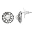 Simply Vera Vera Wang Simulated Pearl Halo Button Stud Earrings, Women's, White