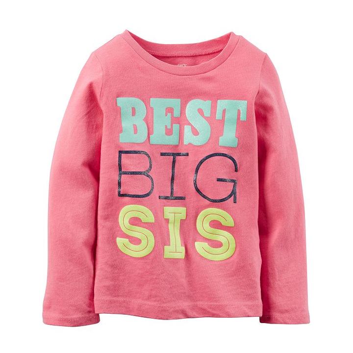 Girls 4-8 Carter's Long Sleeve Slogan Tee, Girl's, Size: 7, Pink