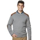 Men's Chaps Classic-fit Sueded-patch Crewneck Sweater, Size: Xxl, Grey
