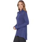 Women's Cuddl Duds Soft Knit Cowlneck Top, Size: Medium, Dark Blue