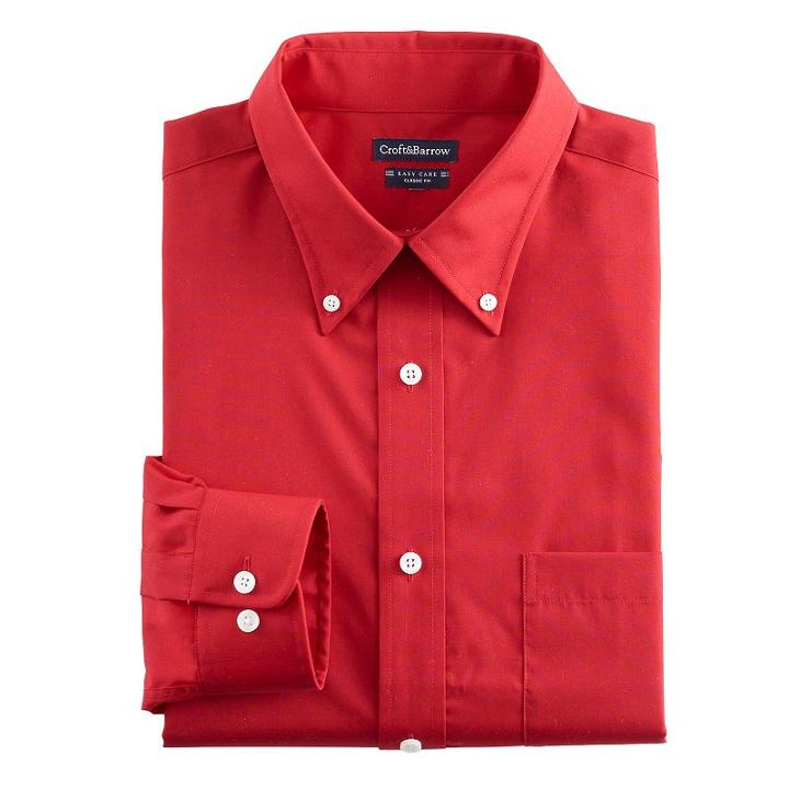 Men's Croft & Barrow&reg; Classic-fit Easy Care Button-down Collar Dress Shirt, Size: 18.5-34/35, Red