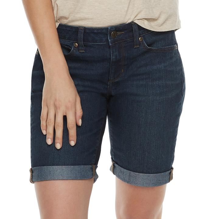 Women's Sonoma Goods For Life&trade; Cuffed Bermuda Jean Shorts, Size: 8, Blue (navy)