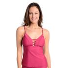 Women's Cyn And Luca Tummy Slimmer Strappy Tankini Top, Size: Small, Dark Red