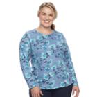 Plus Size Croft & Barrow&reg; Crewneck Long-sleeve Tee, Women's, Size: 2xl, Med Blue