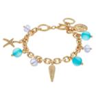 Starfish, Sand Dollar & Seashell Charm Toggle Bracelet, Women's, Turq/aqua