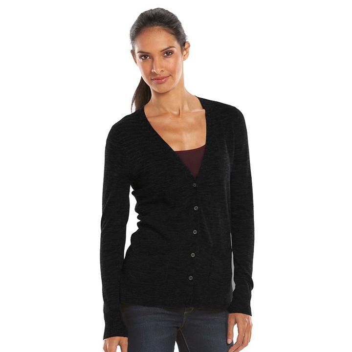 Women's Sonoma Goods For Life&trade; Solid Cardigan, Size: Xxl, Black