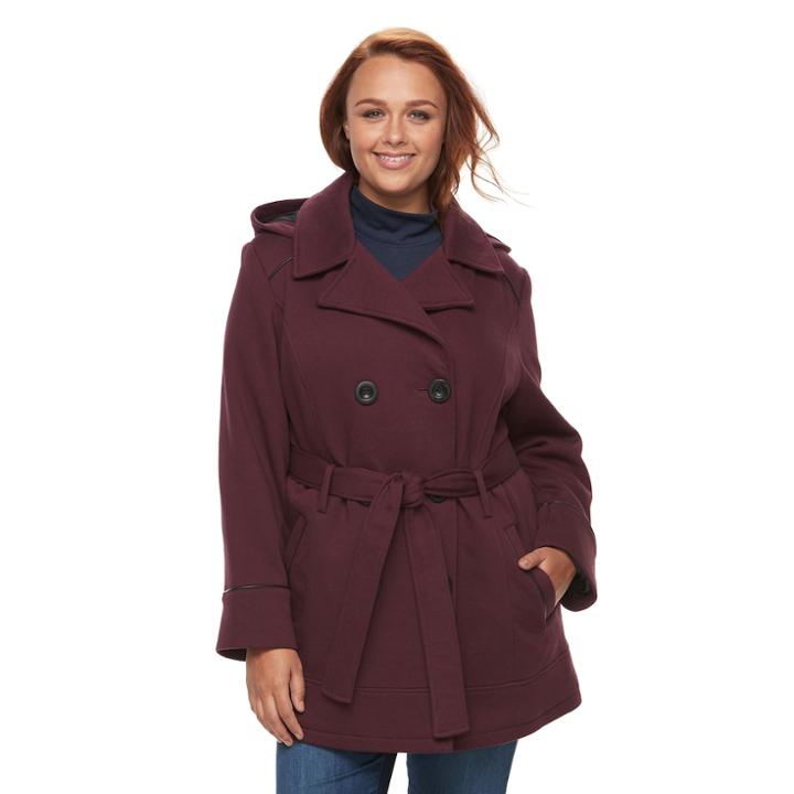 Plus Size D.e.t.a.i.l.s Double Breasted Fleece Jacket, Women's, Size: 1xl, Red