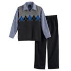 Boys 4-7 Chaps Argyle Sweater Vest Set, Size: 7, Dark Grey